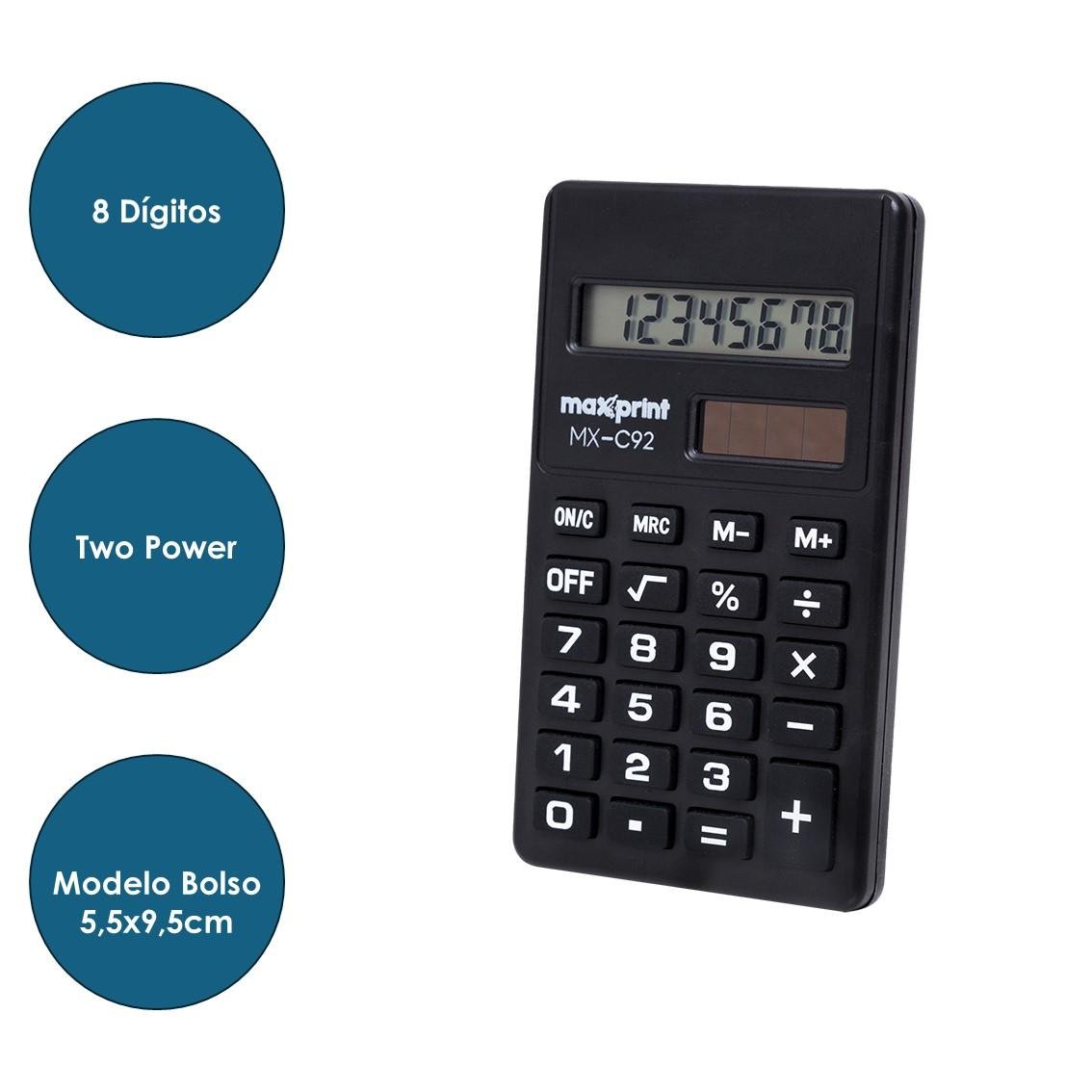 Calculadora de Bolso MX-C92 8 Dígitos Maxprint