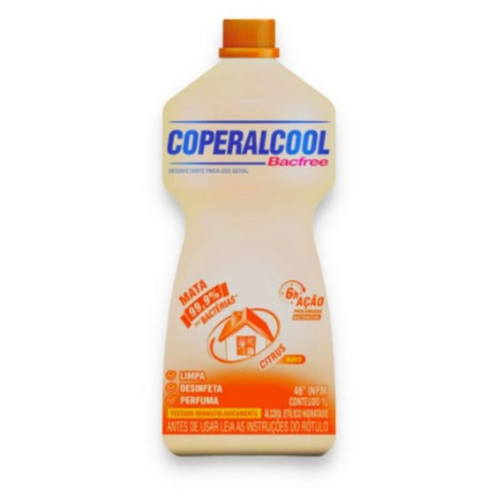 &Aacute;lcool L&iacute;quido 1 Litro Coperalcool Bacfree Citrus 46&deg;INPM