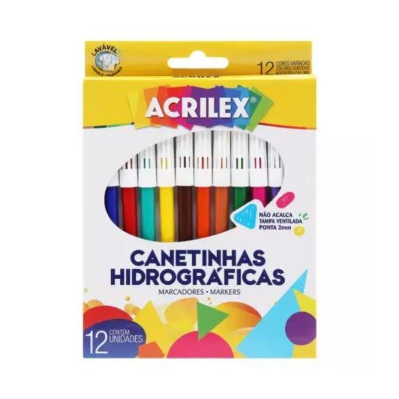 Canetinha 12 Cores Hidrocor Acrilex