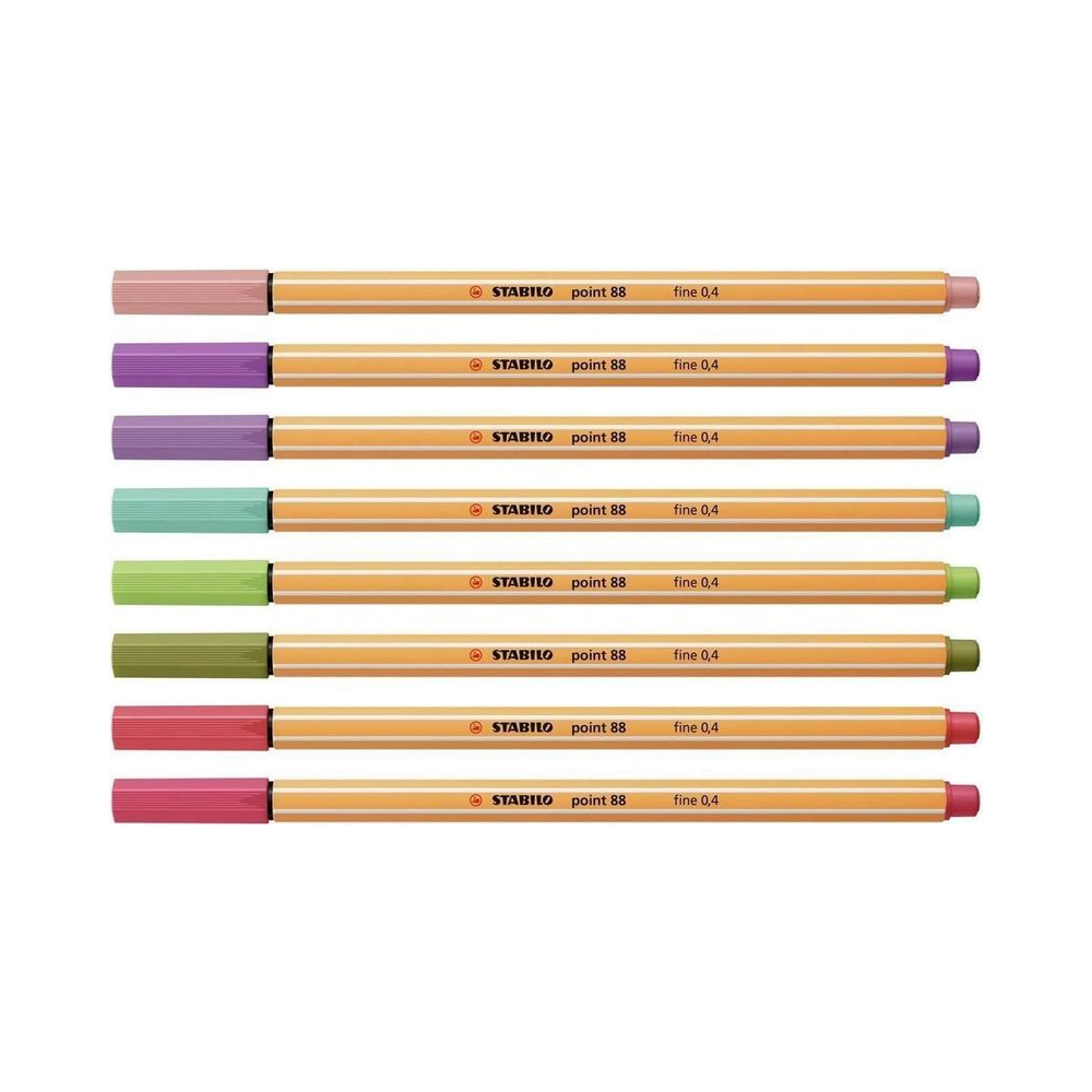 Caneta Ponta Fina 0.4mm Point 88 Stabilo Multicor com 8 Unidades