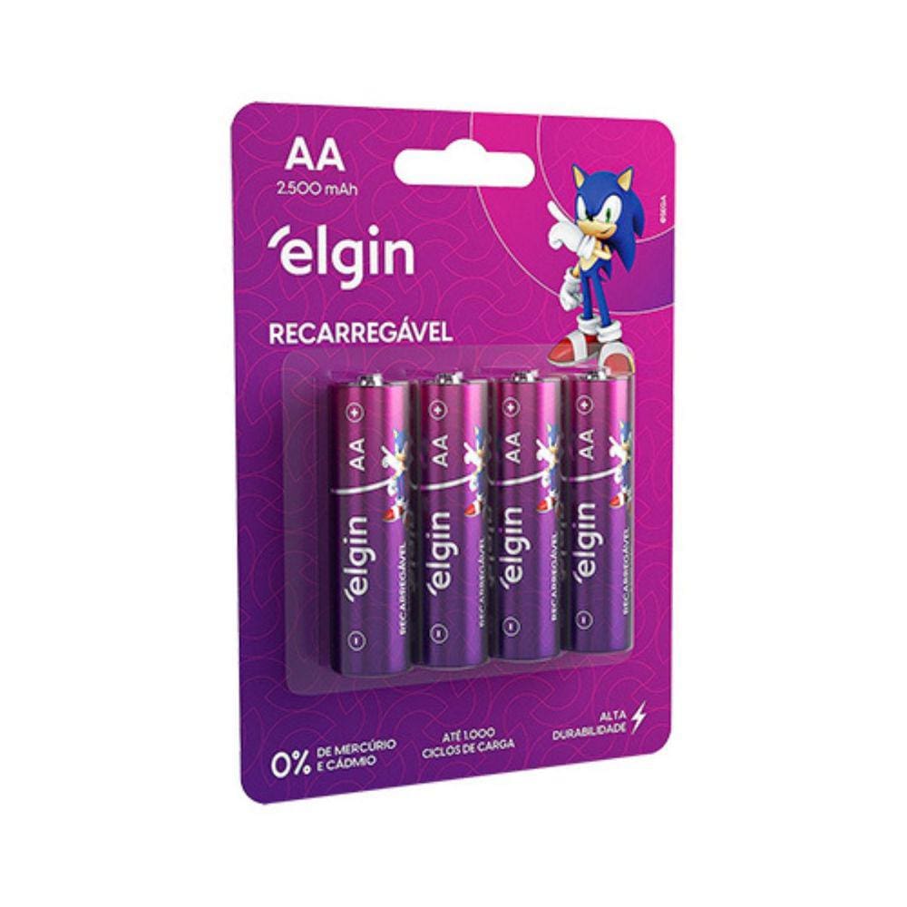 Pilha Recarregável AA 2500mAh Blister com 4 Elgin 82173