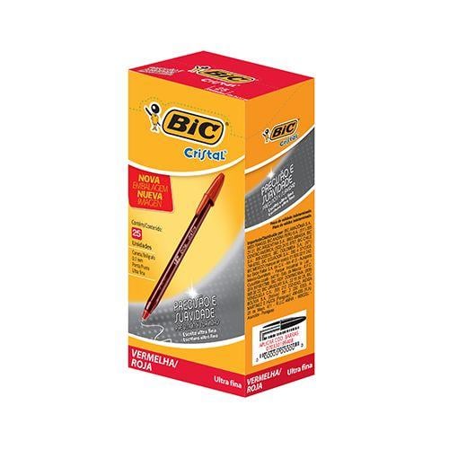 Caneta Esferogr&aacute;fica 0.7mm BIC Cristal Vermelha 25 unidades
