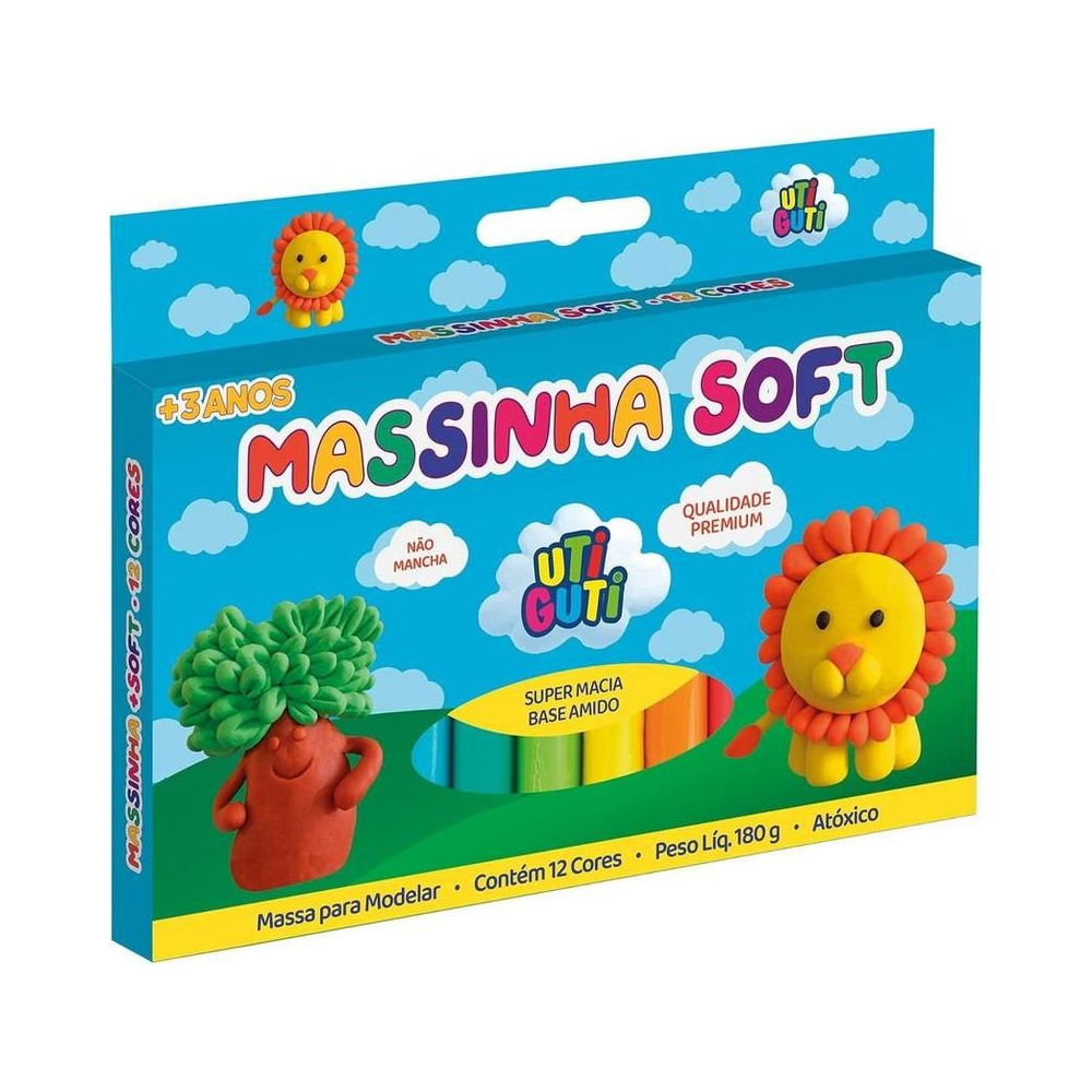 Massinha De Modelar Soft 12 Cores Uti Guti