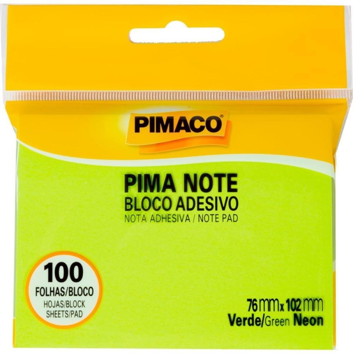 Bloco de Recado Autoadesivo Pimanote 76 mm x 102 100 fls. Verde-Pimaco