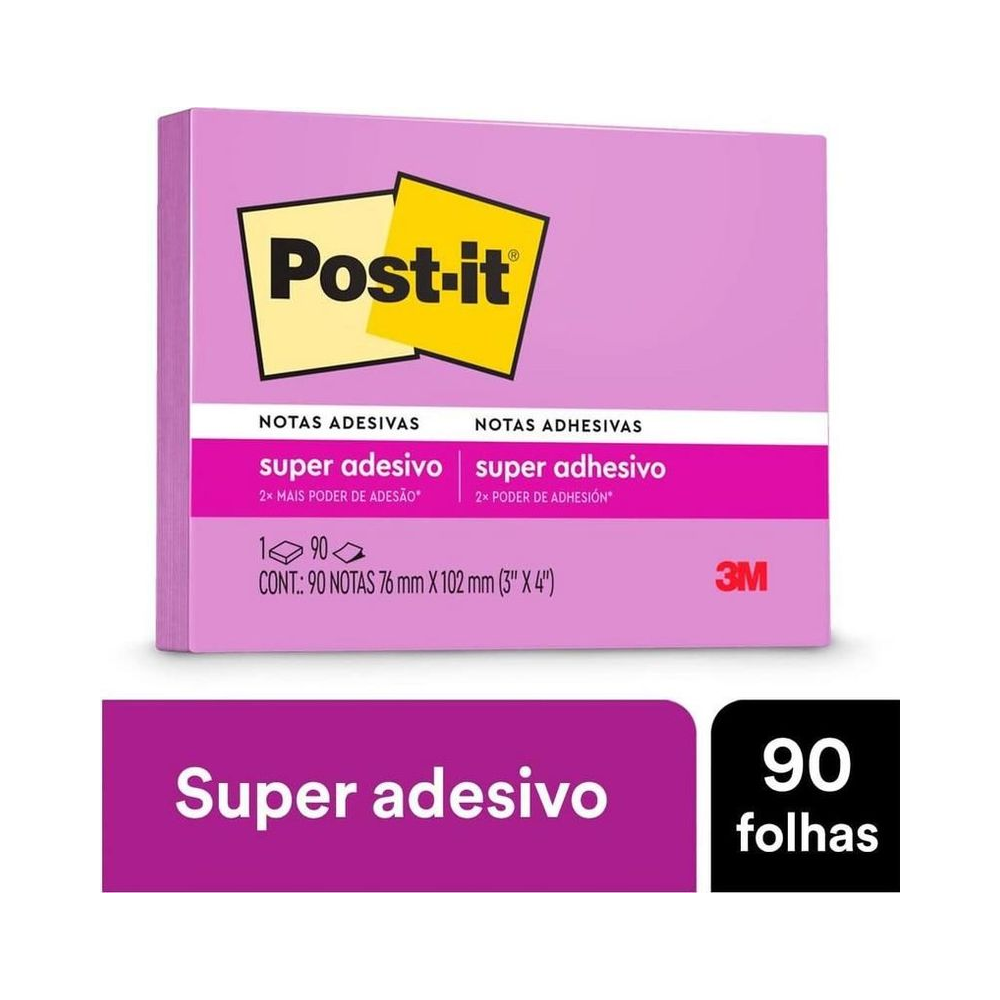 Notas Adesivas Post-it HB004392120 76mm x 102mm 90 folhas Roxo