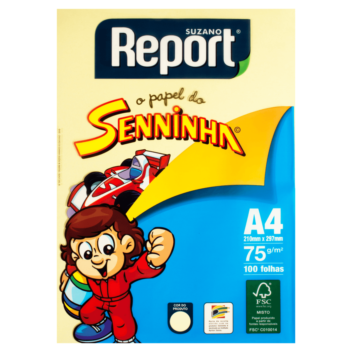 Papel Sulfite Colorido A4 Report Senninha Amarelo 100 folhas 210mm x 297mm 75g/m&sup2;