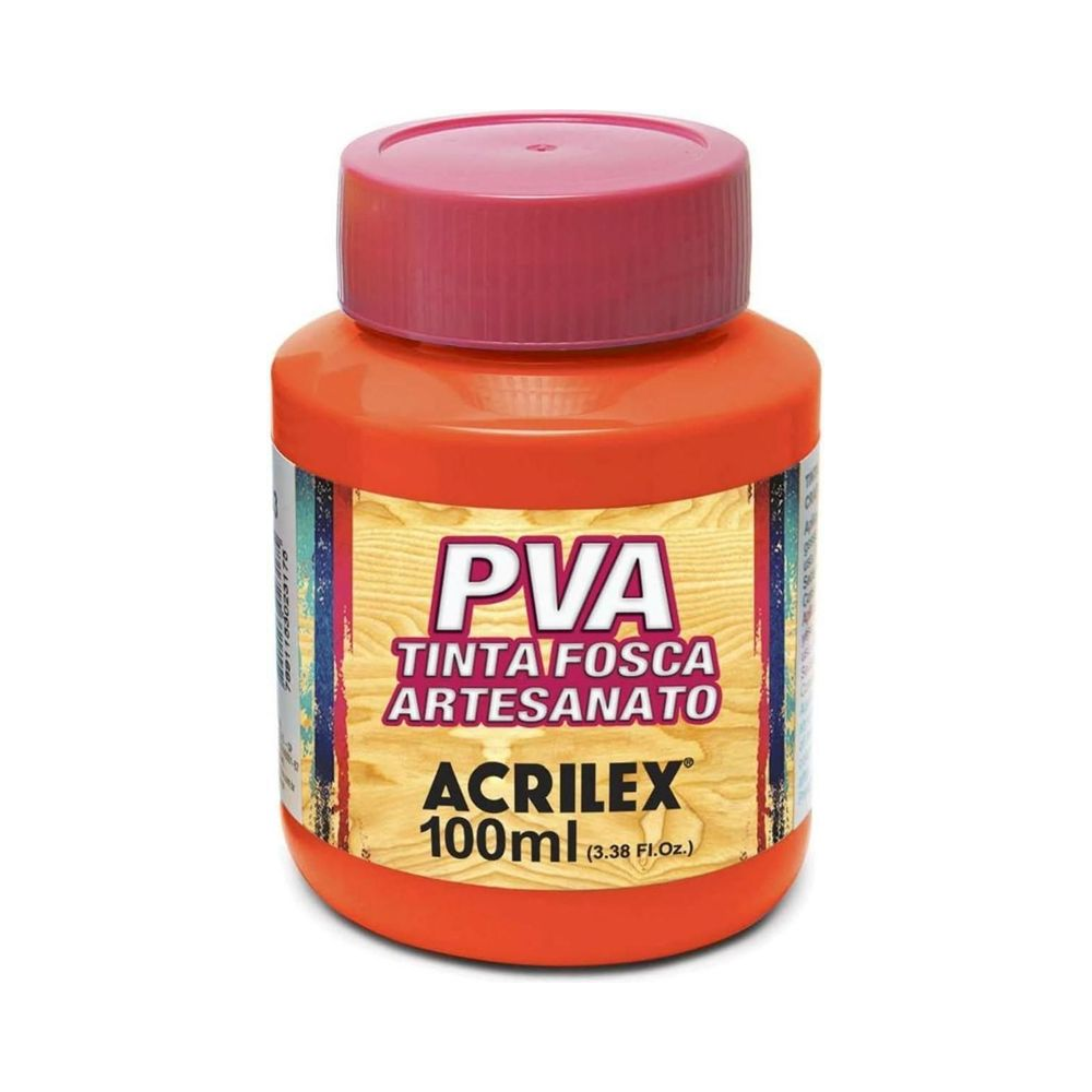 Tinta PVA Fosca 100ml Acrilex Laranja