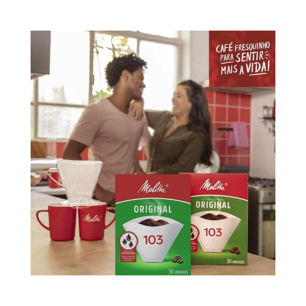 Filtro de Papel para Caf&eacute; Microfuros 103 Melitta 30 unidades