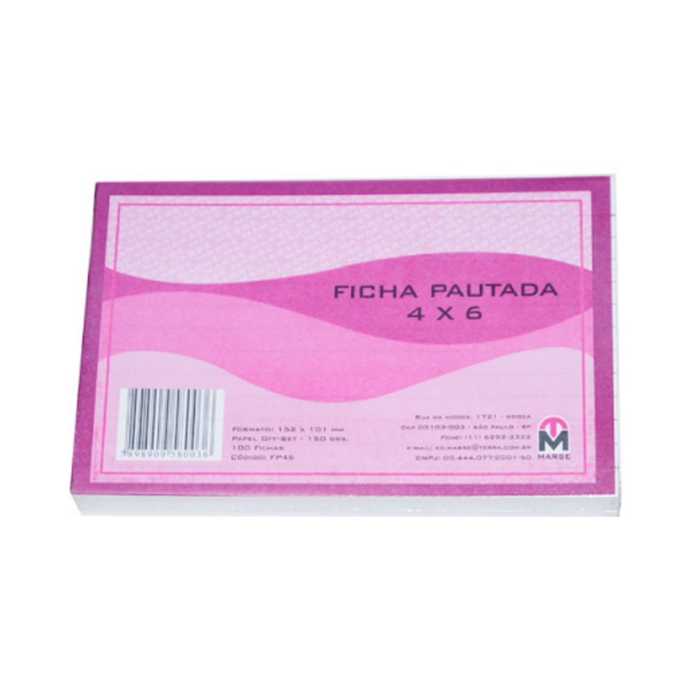 Ficha Pautada Papel Offset 4x6 Marse Branco