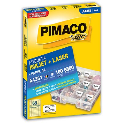 Etiqueta Inkjet Laser A4351 Pimaco A4 100 folhas 21.2mm x 38.2mm
