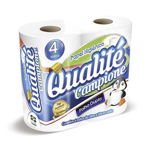 Papel Higiênico Folha Dupla Neutro Qualite Campione 30m 4 un