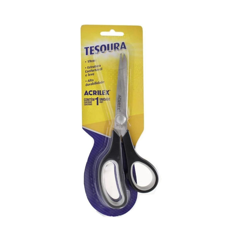 Tesoura Multiuso 19cm Acrilex Preta Unit&aacute;ria