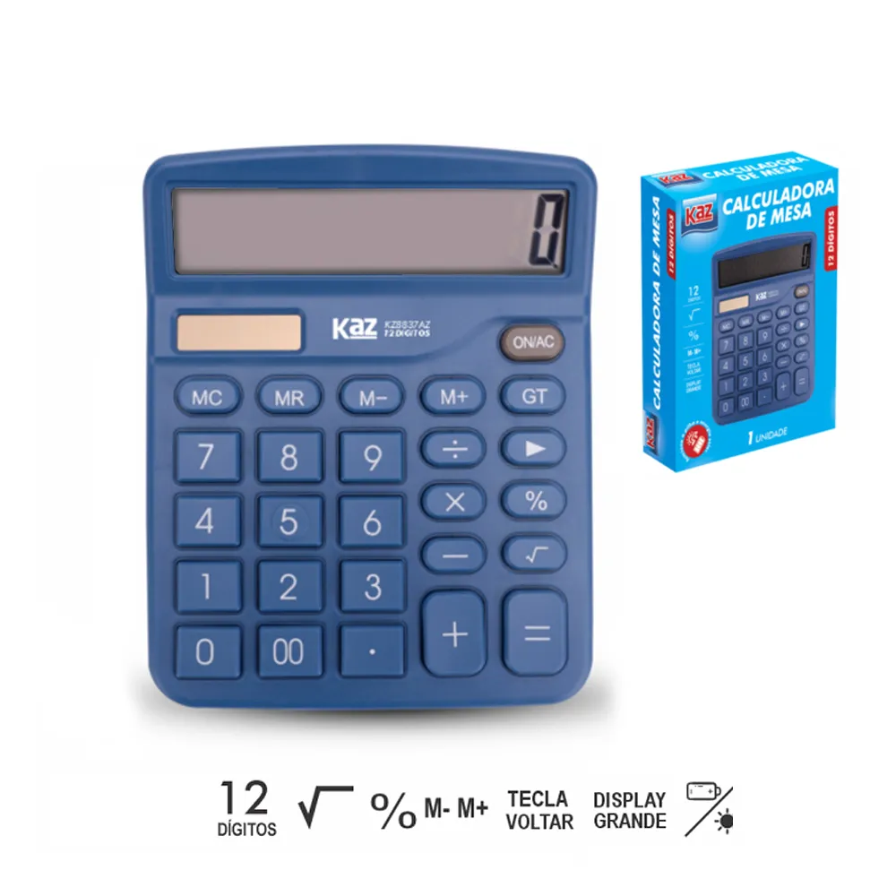 Calculadora de Mesa KZ8837AZ Kaz 12 D&iacute;gitos Azul Bivolt
