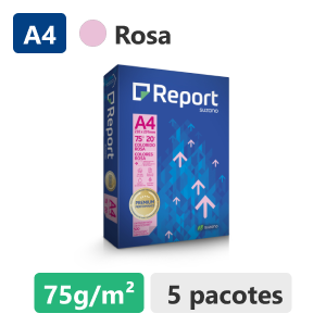 Papel Sulfite Colorido A4 Report Rosa 500 folhas 210mm x 297mm 75g/m&sup2; Caixa 5 unidades