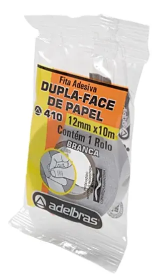 Fita Dupla Face Adelbras Flow-Pack 12mm x 10m Papel Branco