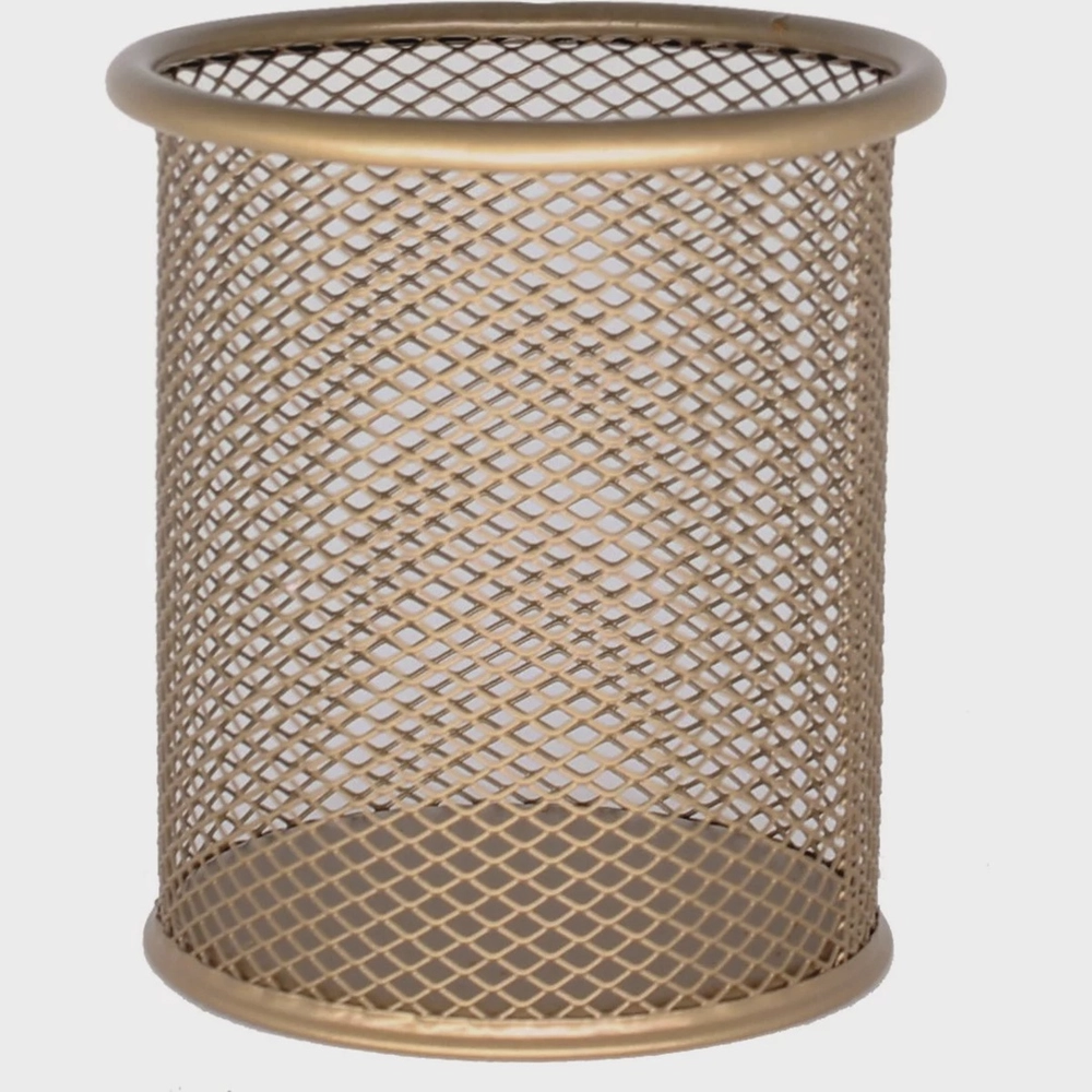 Porta Lapis Metalico Aramado Redondo KIT Dourado Unitario