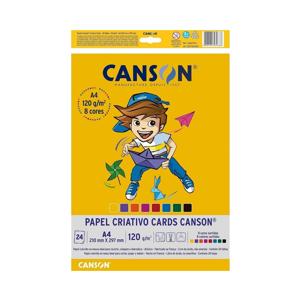 Papel Colorido A4 120g/m&sup2; Canson Criativo Cards Colorido