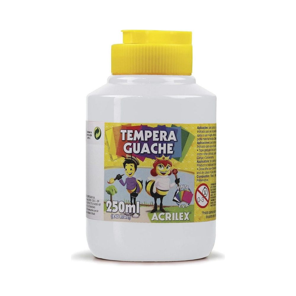 Tinta Tempera Guache Acrilex Branco 250ml Unit&aacute;rio