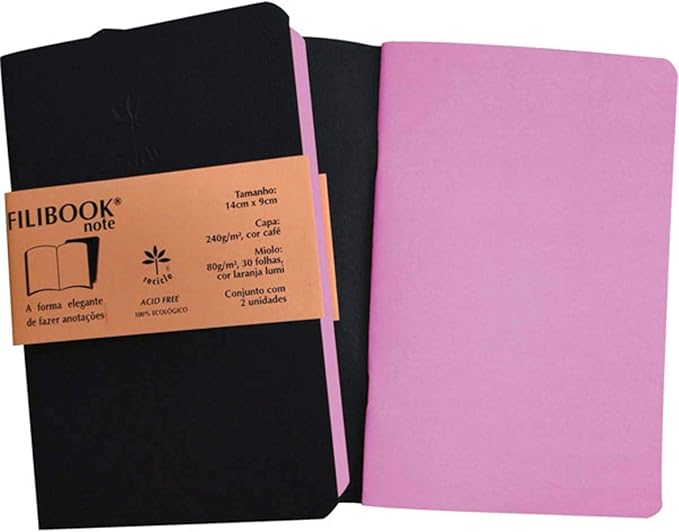 Caderneta 14x9cm Filiperson Papel Caf&eacute;/Rosa
