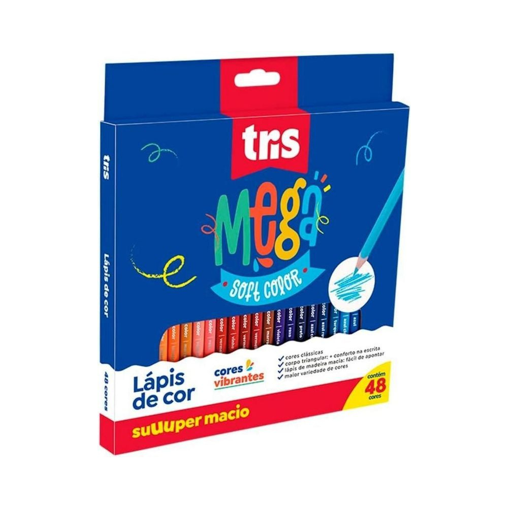 L&aacute;pis de Cor Cores Vibrantes Mega Soft Color Tris 48 cores