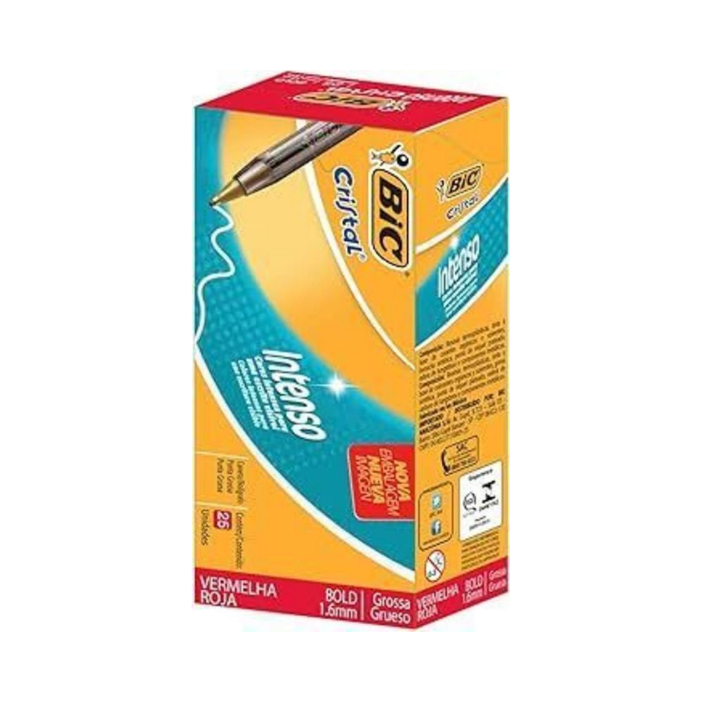 Caneta Esferogr&aacute;fica Bic Bold 1.6mm Vermelha com 25 unidades