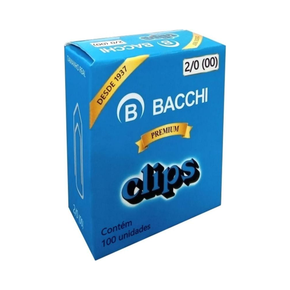 Clips para Pap&eacute;is N&ordm;2 Premium Bacchi 100 unidades Prata