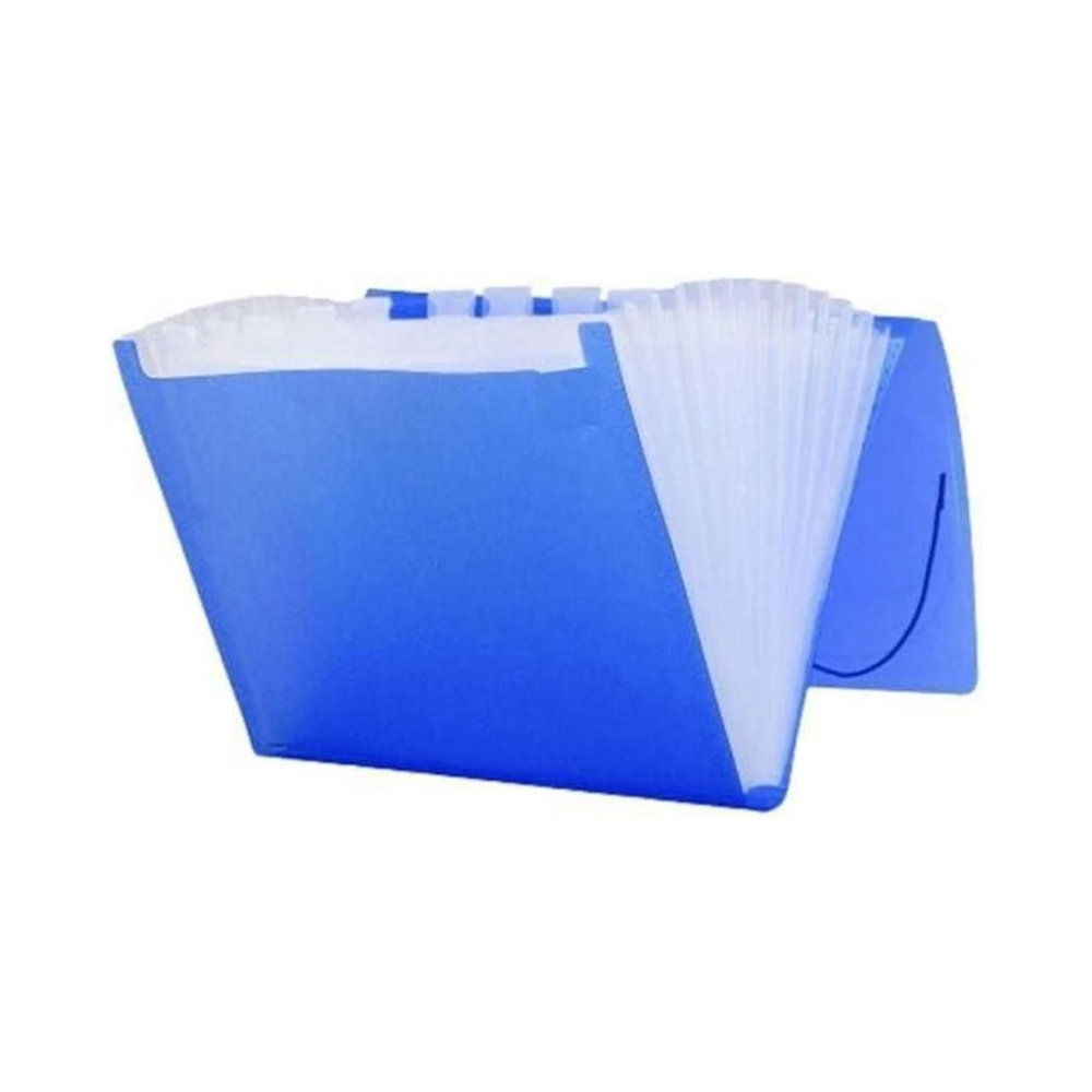 Pasta Sanfonada A4 12 divis&otilde;es Polibras Azul 38mm x 230mm x 330mm