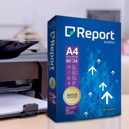 Papel Sulfite A4 Report 500 Folhas 210mm x 297mm 90g/m² Caixa 5 unidades