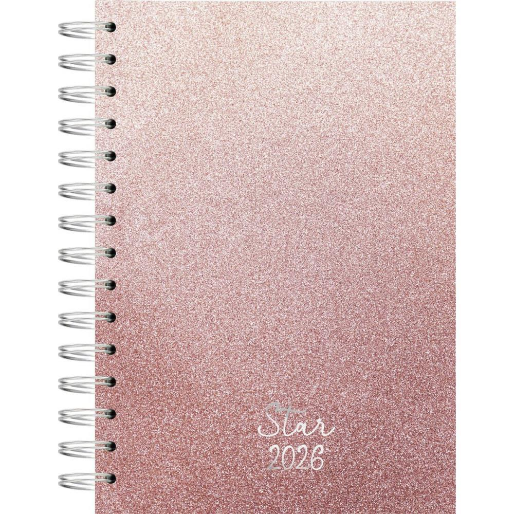 Agenda 2026 Star Espiral Capa Dura 140 mm x 200 mm 160 fls. Rose - Kit