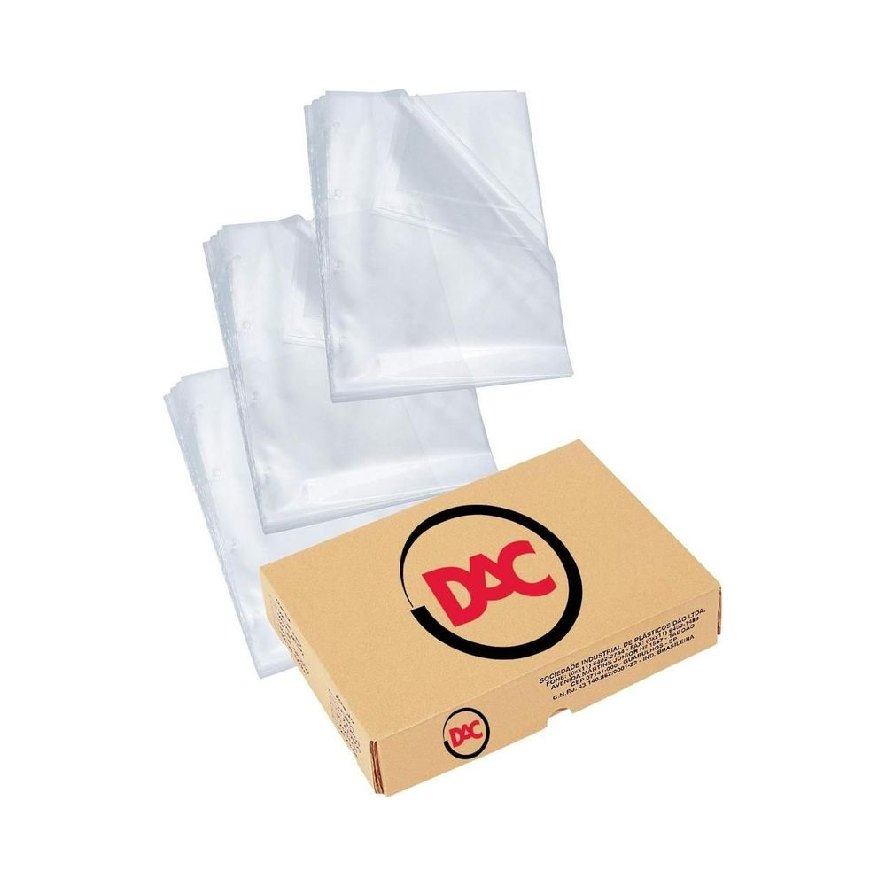 Envelope Pl&aacute;stico Transparente 240mm x 330mm 0.15mm 4 furos DAC 400 unidades