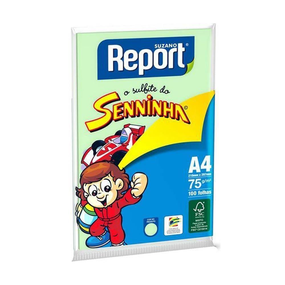 Papel Sulfite Colorido A4 Report Senninha Verde 100 folhas 210mm x 297mm 75g/m²