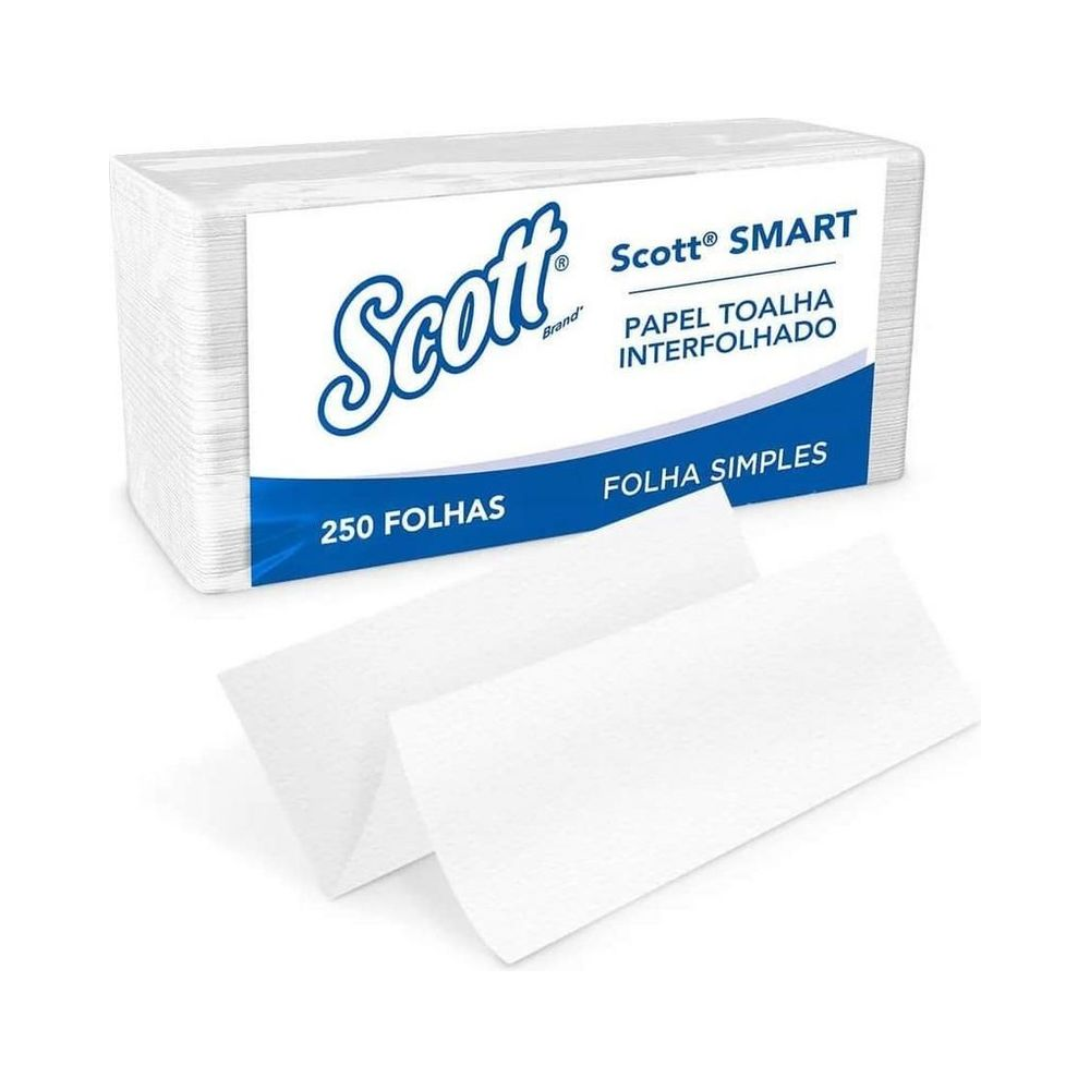Toalha de Papel Interfolhada 21.5cm x 19.2cm Scott Folha Simples Branco