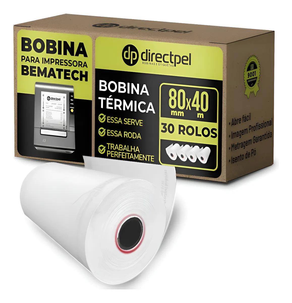 Bobina T&eacute;rmica 80mm x 40m Directpel Caixa com 30 unidades