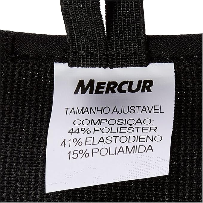 Munhequeira El&aacute;stica Ajust&aacute;vel Adulto Mercur Preta Ergon&ocirc;mica