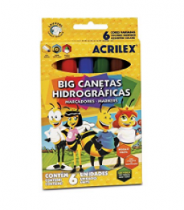 Canetinha Jumbo 6 Cores Acrilex