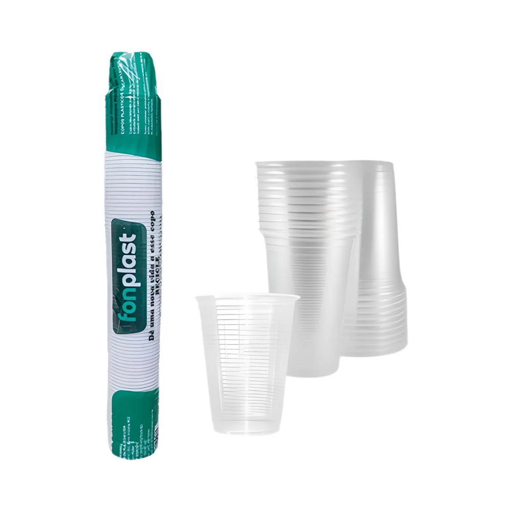 Copos Descart&aacute;veis Transparentes 200ml Fonplast 100 unidades