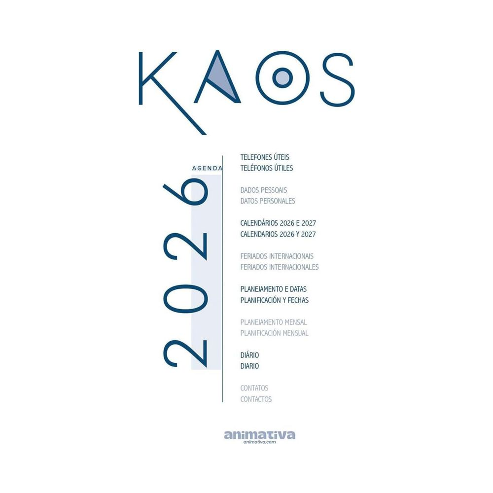 Agenda 2026 Kaos Couro Sint.192f.117x157mm - Animativa