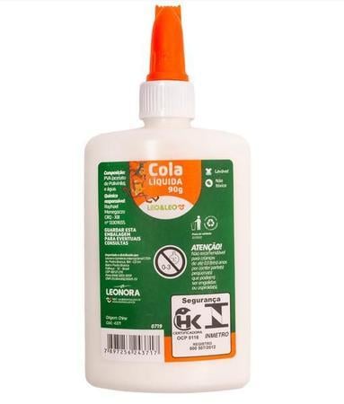 Cola L&iacute;quida Leo e Leo 90g Branca At&oacute;xica com Bico Aplicador