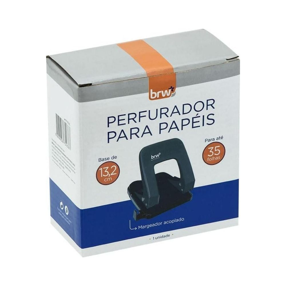 Perfurador para Pap&eacute;is 35 folhas 2 furos BRW PF3000 Preto Unit&aacute;rio