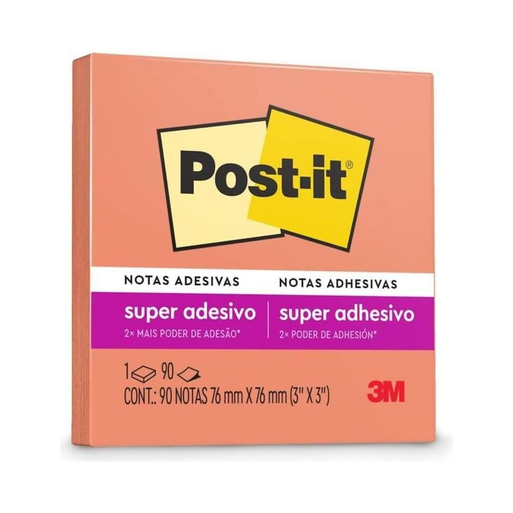 Notas Adesivas Post-It 90 folhas 76mm x 76mm Damasco
