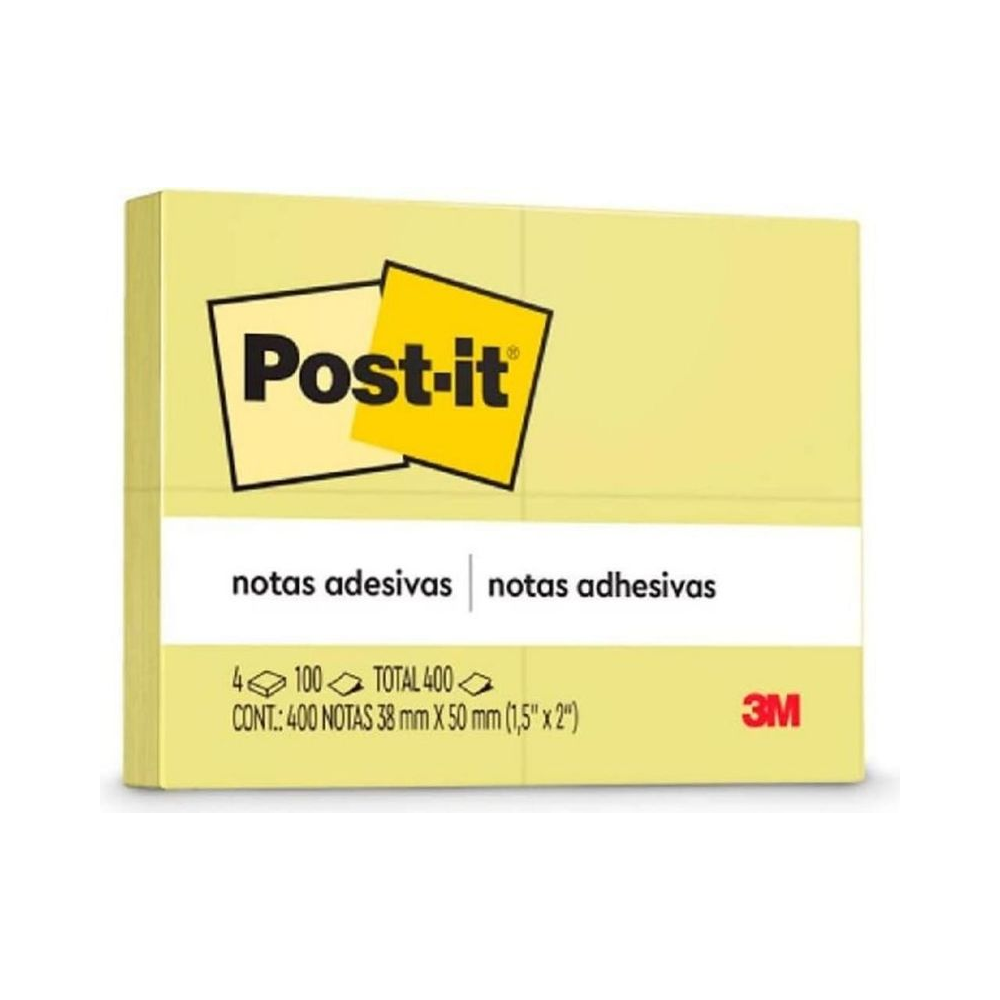 Bloco de Notas Adesivas  4 blocos 38mm x 50mm Post-it Amarelo Can