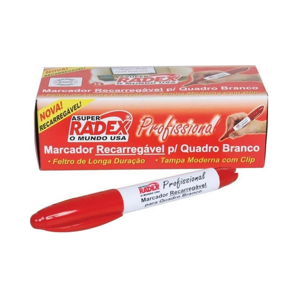 Marcador para Quadro Branco Recarreg&aacute;vel Radex Vermelho