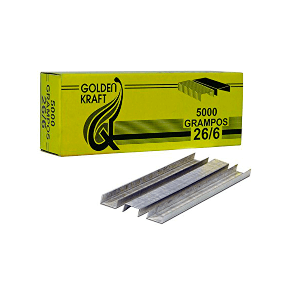 Grampos Galvanizados 26/6 Golden Kraft com 5000 grampos