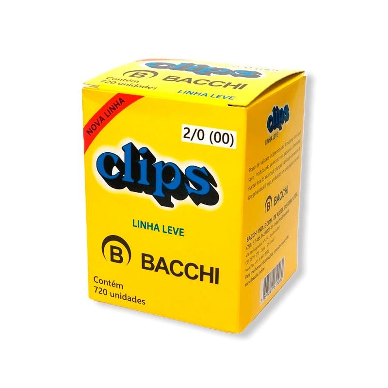 Clips para Papéis Premium 2/0 Bacchi 720 unidades