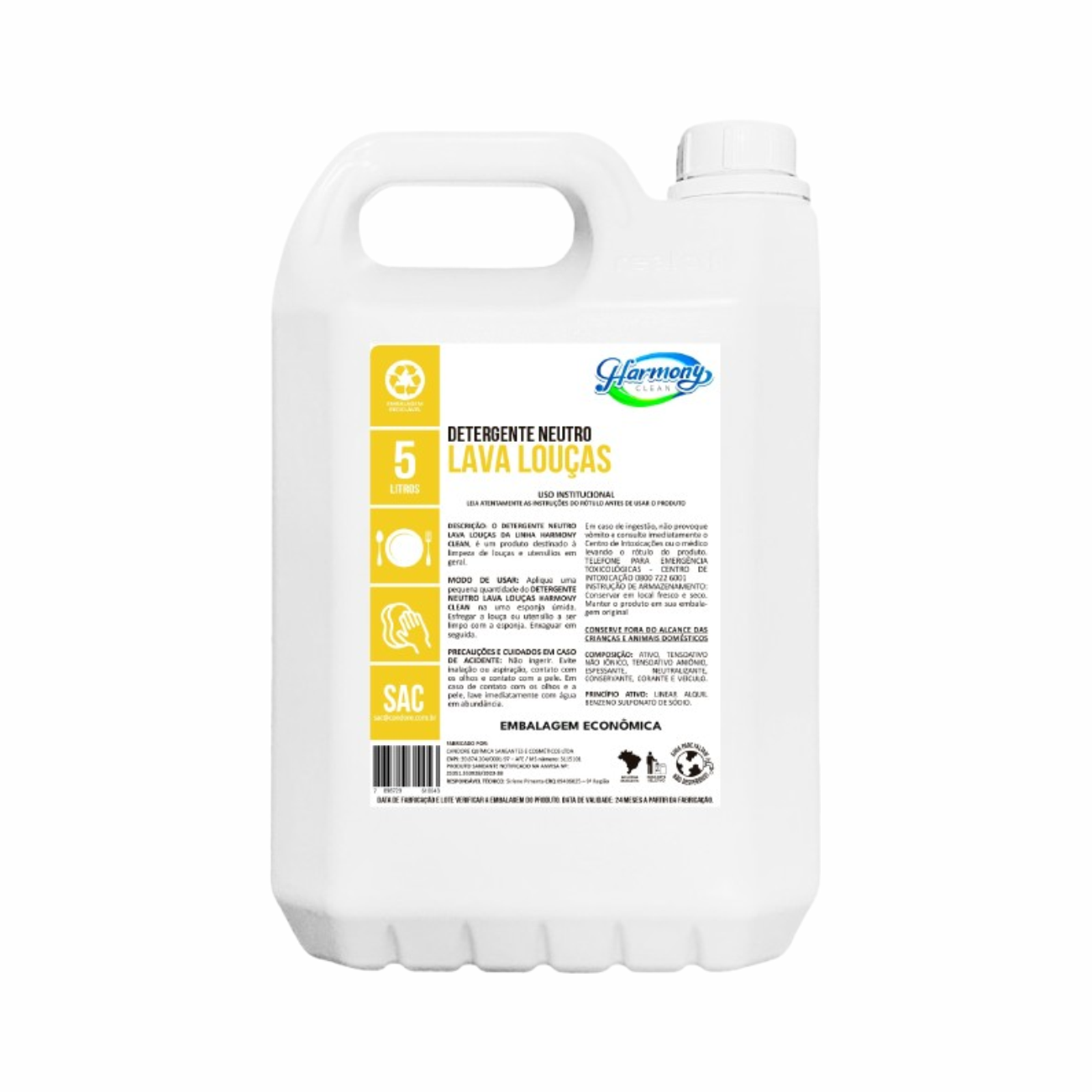 Detergente de Lou&ccedil;as 5L Harmony Clean