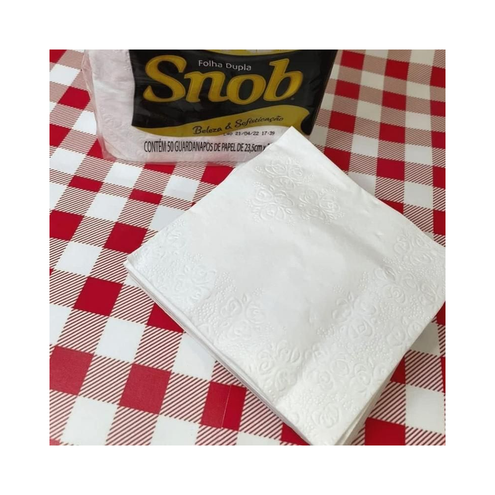 Guardanapo de Papel Folha Dupla Branco Snob Premium 50 unidades 23.5cm x 23.5cm