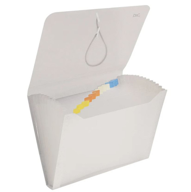 Pasta Sanfonada Duplicata com 12 Divisórias Polibras Transparente 186mm x 30mm x 245mm