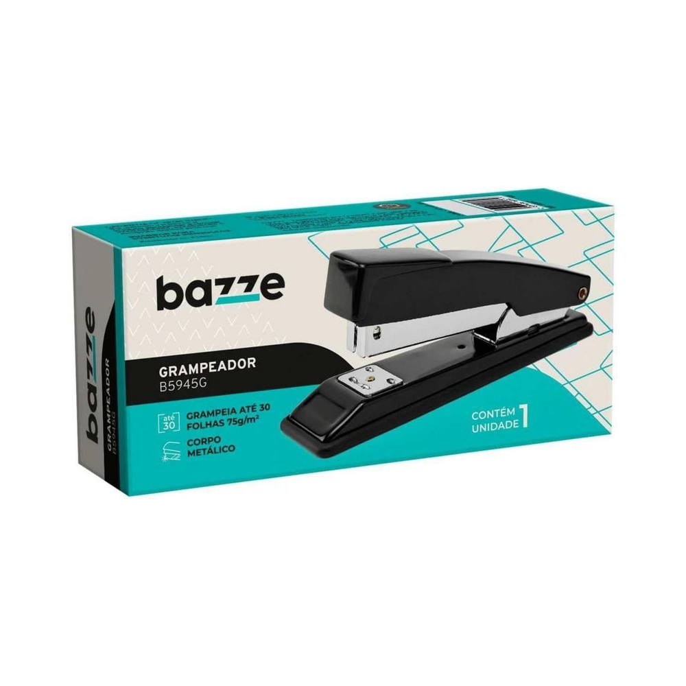 Grampeador Metal Bazze B5945g 26/6 para 30 fls. Preto - Summit