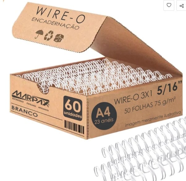 Wire-o Encadernação A4 Branco 5/16 Marpax 60un
