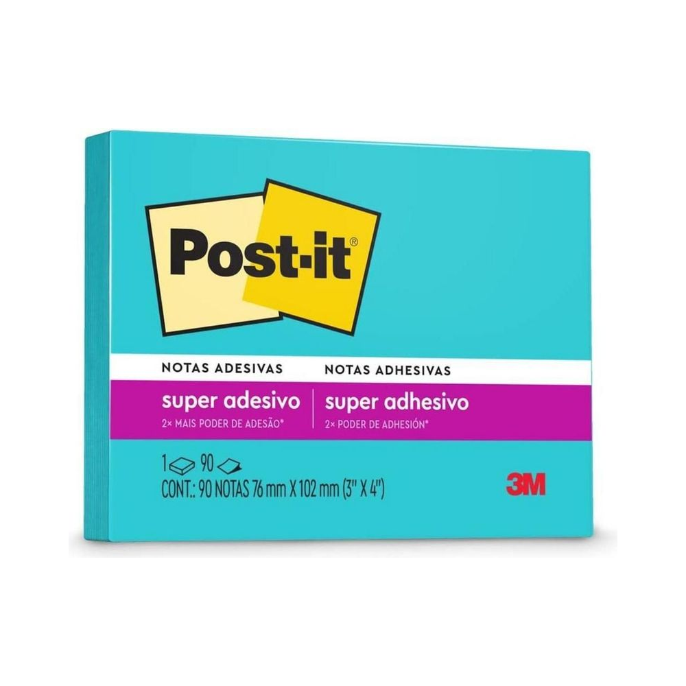 Notas Adesivas Post-it Bloco de Notas 76mm x 102mm 90 folhas Azul Eletric